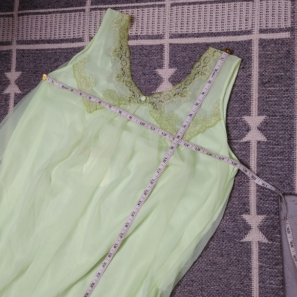 Nos vintage 60's lime green babydoll chemise M - Picture 11 of 12